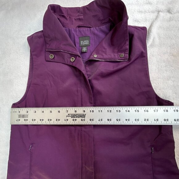 Eileen Fisher Womens Purple Cotton Funnel Neck Vest Small Lightweight Pockets - Picture 7 of 8